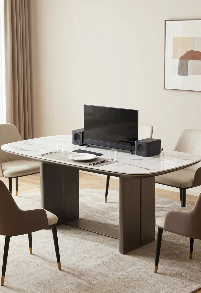 10 TV in Dining Room Ideas for Modern Living 27 10 TV in Dining Room Ideas for Modern Living 7. Multi Functional Dining Table 0