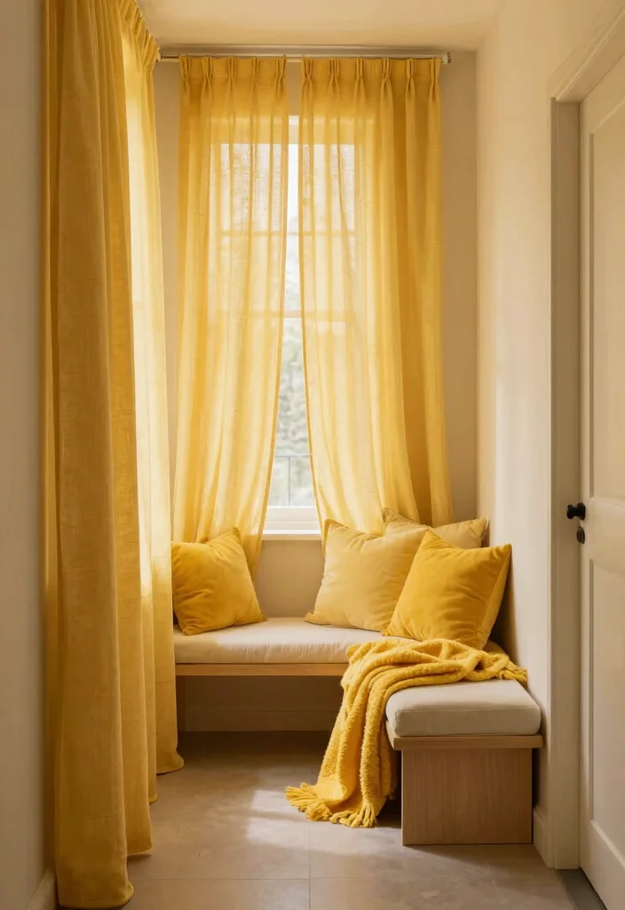 10 Yellow Hallway Ideas for Bright Cheerful Spaces 60 10 Yellow Hallway Ideas for Bright Cheerful Spaces 10. Layered Yellow Textiles for Added Warmth 0