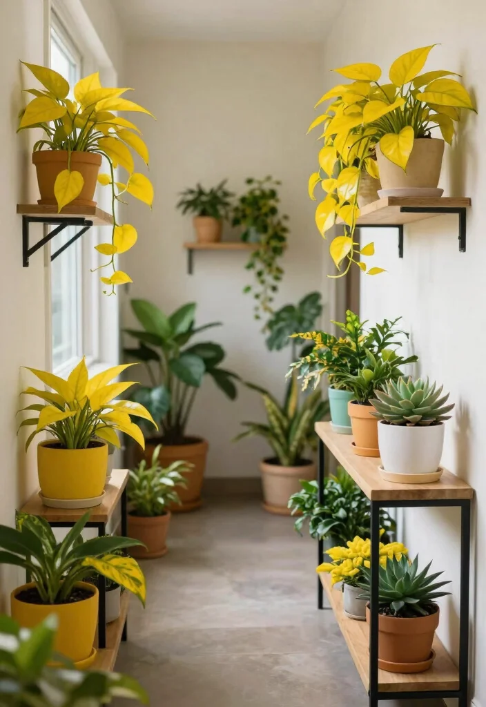10 Yellow Hallway Ideas for Bright Cheerful Spaces 58 10 Yellow Hallway Ideas for Bright Cheerful Spaces 8. Yellow Indoor Plants for a Touch of Nature 0