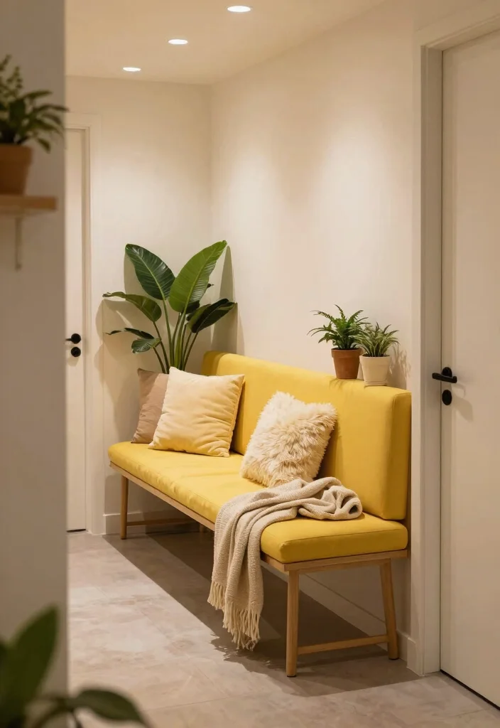 10 Yellow Hallway Ideas for Bright Cheerful Spaces 59 10 Yellow Hallway Ideas for Bright Cheerful Spaces 9. Yellow Seating for a Cozy Nook 0
