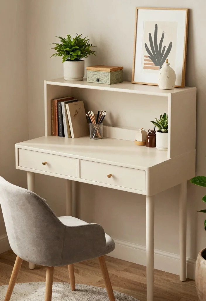 12 Alcove Desk Ideas That Fit Perfectly in Small Nooks 7. Chic Compact Desk with Storage 0