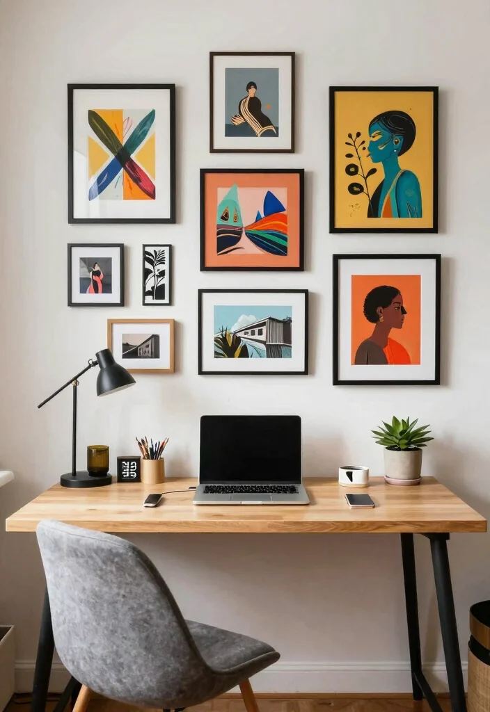 12 Alcove Desk Ideas That Fit Perfectly in Small Nooks 9. Desk with a Gallery Wall 0