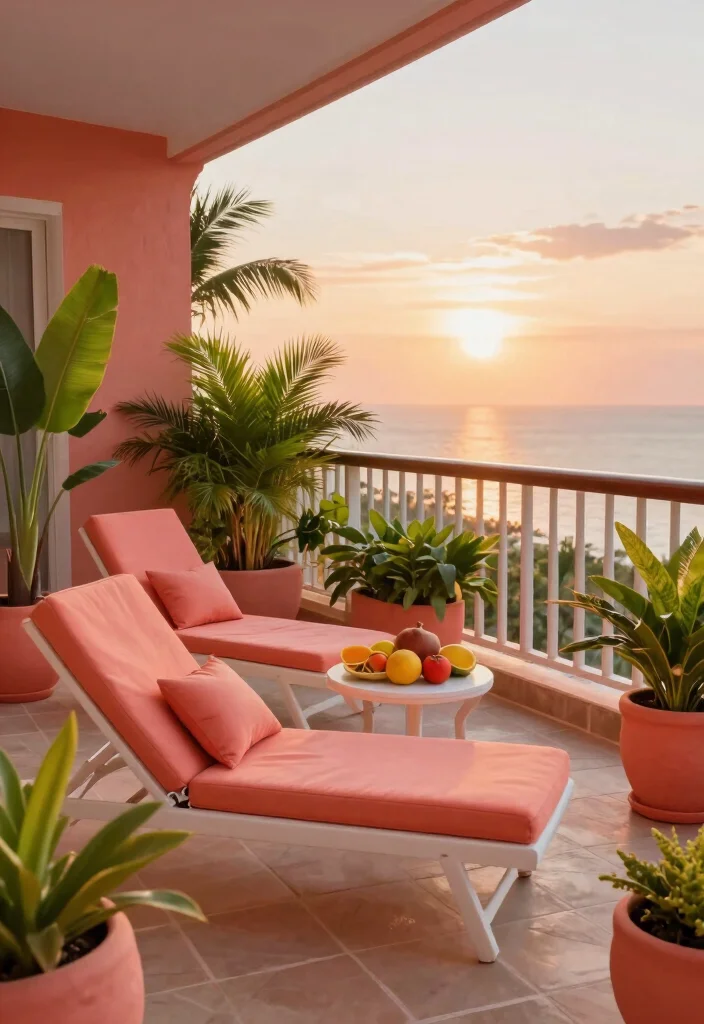 12 Balcony Color Ideas That Instantly Change the Mood 23 12 Balcony Color Ideas That Instantly Change the Mood 3. Vibrant Coral for a Tropical Escape 0