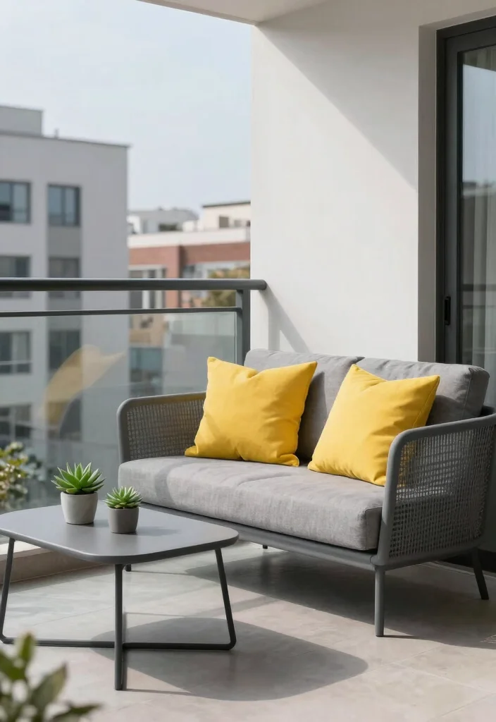 12 Balcony Color Ideas That Instantly Change the Mood 24 12 Balcony Color Ideas That Instantly Change the Mood 4. Chic Gray for a Modern Touch 0