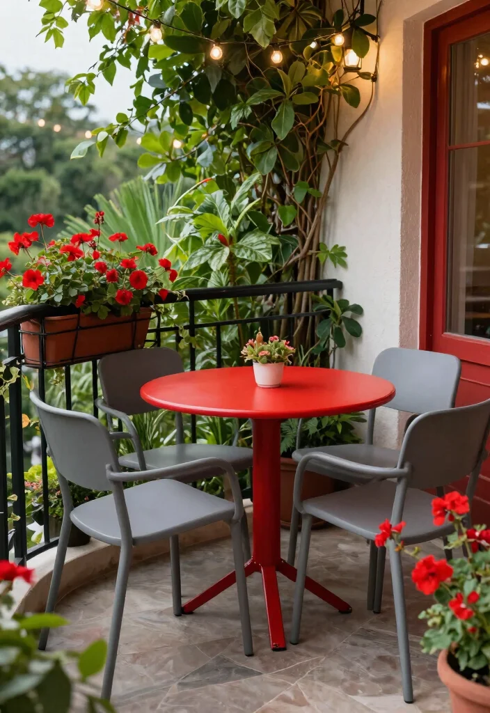 12 Balcony Color Ideas That Instantly Change the Mood 26 12 Balcony Color Ideas That Instantly Change the Mood 6. Bold Red for an Energetic Experience 0
