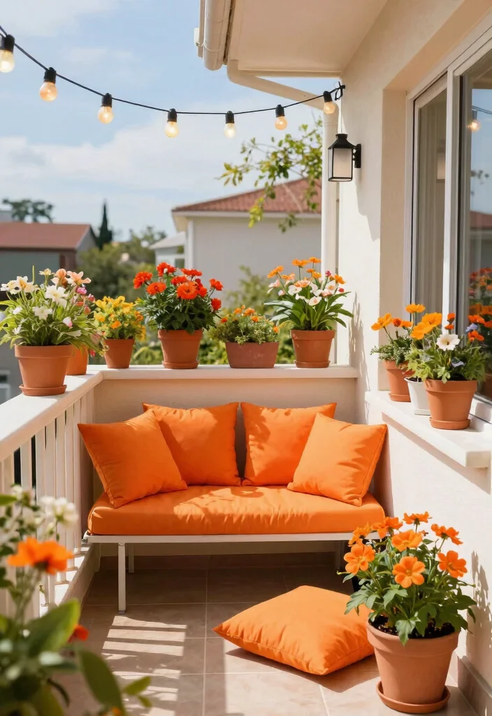 12 Balcony Color Ideas That Instantly Change the Mood 38 12 Balcony Color Ideas That Instantly Change the Mood 8. Playful Orange for a Fun Feel 0