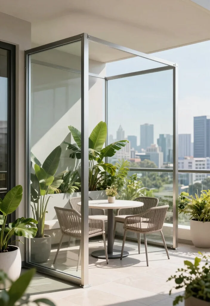 12 Balcony Partition Ideas to Define Zones Without Blocking Light 2. Transparent Glass Panels 0