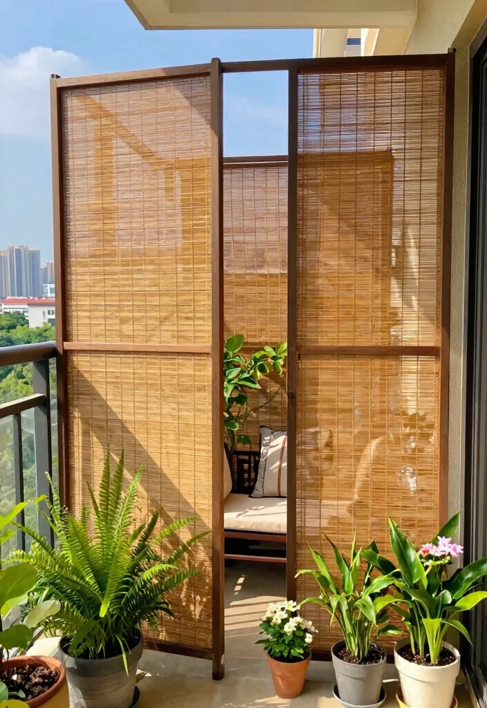 12 Balcony Partition Ideas to Define Zones Without Blocking Light 4. Bamboo Screens for a Natural Touch 0
