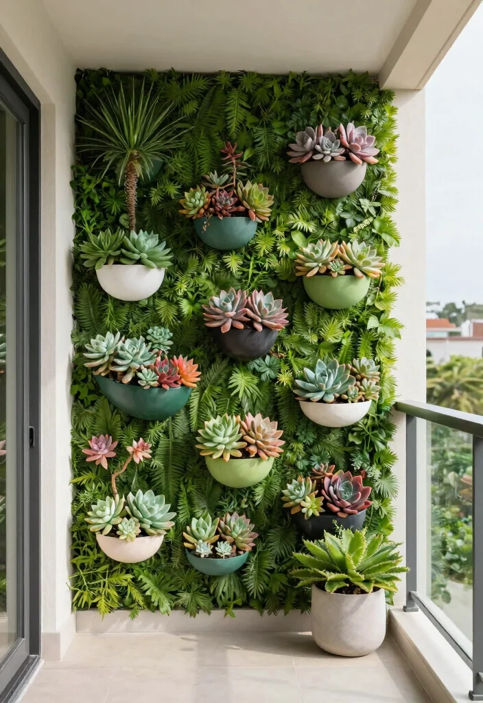 12 Balcony Screening Ideas for Shade and Visual Privacy 8. Green Walls with Succulents 0
