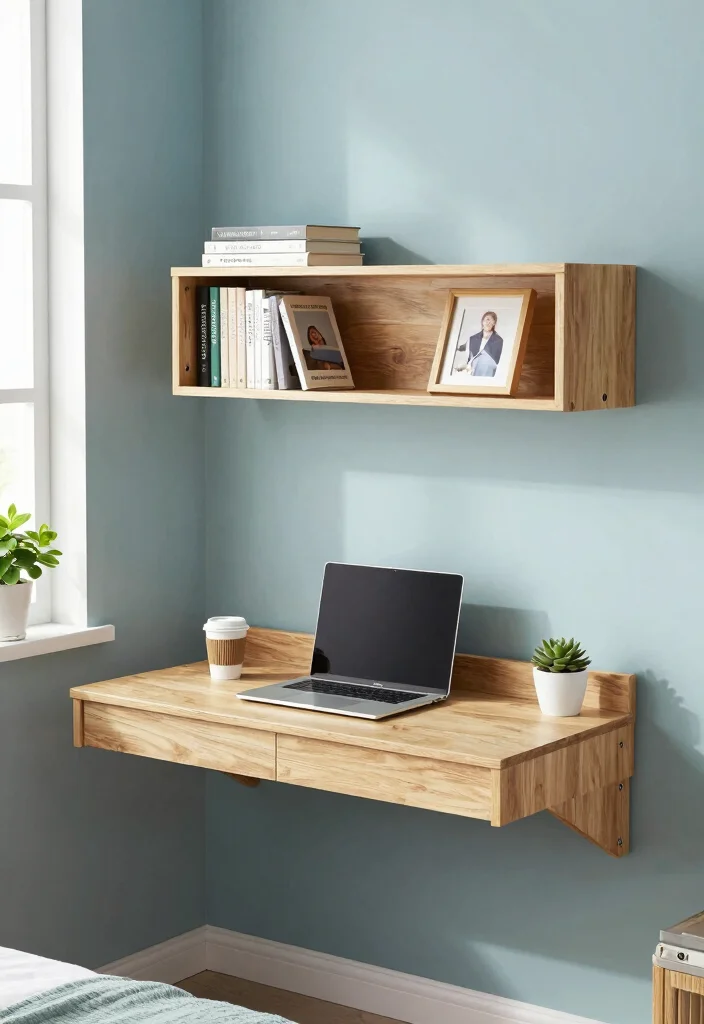 12 Bedroom Room Ideas with Desk for Balanced Layouts 12 12 Bedroom Room Ideas with Desk for Balanced Layouts 2. Wall Mounted Desks for Minimalist Vibes 0