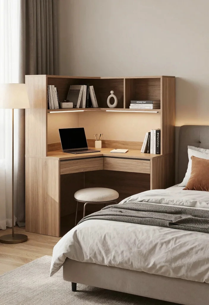 12 Bedroom Room Ideas with Desk for Balanced Layouts 34 12 Bedroom Room Ideas with Desk for Balanced Layouts 4. Multi Purpose Furniture for Smart Solutions 0