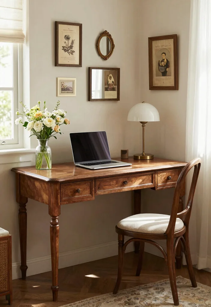 12 Bedroom Room Ideas with Desk for Balanced Layouts 47 12 Bedroom Room Ideas with Desk for Balanced Layouts 7. Vintage Furniture for Timeless Charm 0