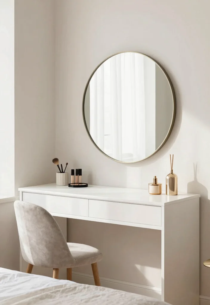 12 Bedroom Vanity Desk Ideas for Beauty and Daily Use 1 12 Bedroom Vanity Desk Ideas for Beauty and Daily Use 1. Minimalist White Glam 0