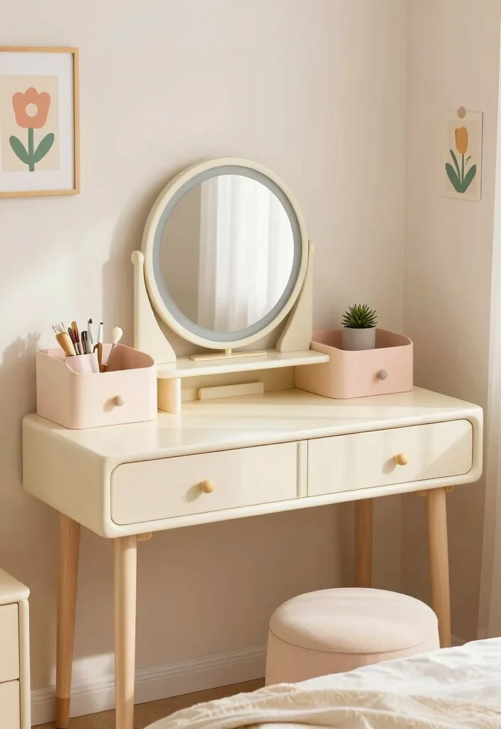 12 Bedroom Vanity Desk Ideas for Beauty and Daily Use 14 12 Bedroom Vanity Desk Ideas for Beauty and Daily Use 4. Soft Pastel Palette 0