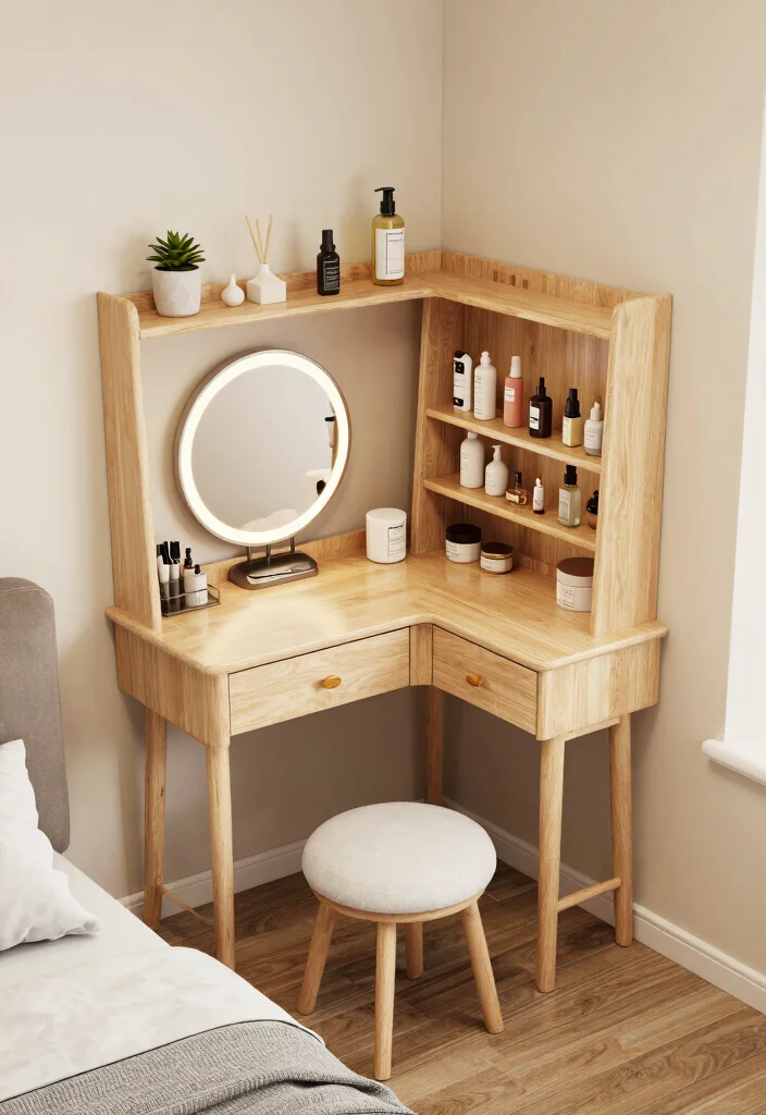 12 Bedroom Vanity Desk Ideas for Beauty and Daily Use 15 12 Bedroom Vanity Desk Ideas for Beauty and Daily Use 5. Clever Corner Solutions 0