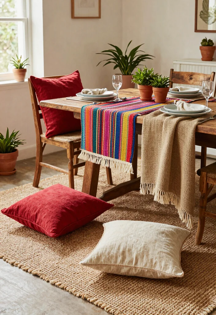 12 Bohemian Dining Room Ideas with Color and Texture 1 12 Bohemian Dining Room Ideas with Color and Texture 1. Layered Textures with Textiles 0
