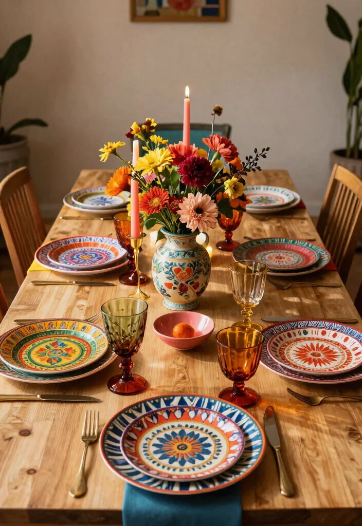 12 Bohemian Dining Room Ideas with Color and Texture 2 12 Bohemian Dining Room Ideas with Color and Texture 2. Vibrant Table Settings 0