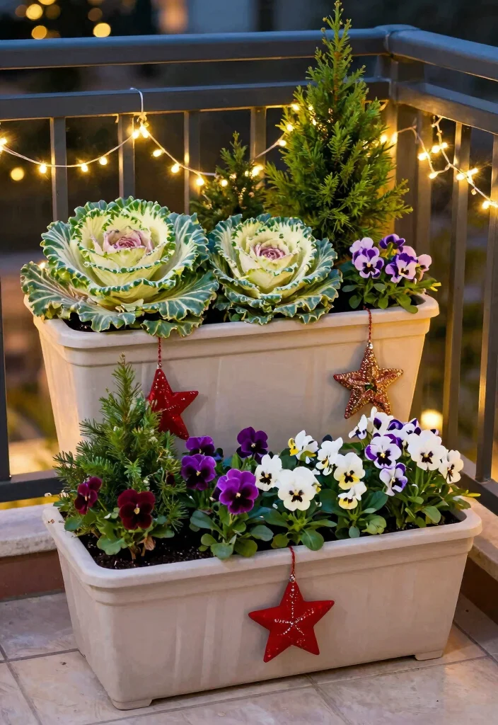 12 Christmas Apartment Balcony Ideas with Warm Holiday Vibes 50 12 Christmas Apartment Balcony Ideas with Warm Holiday Vibes 10. Seasonal Planters 0