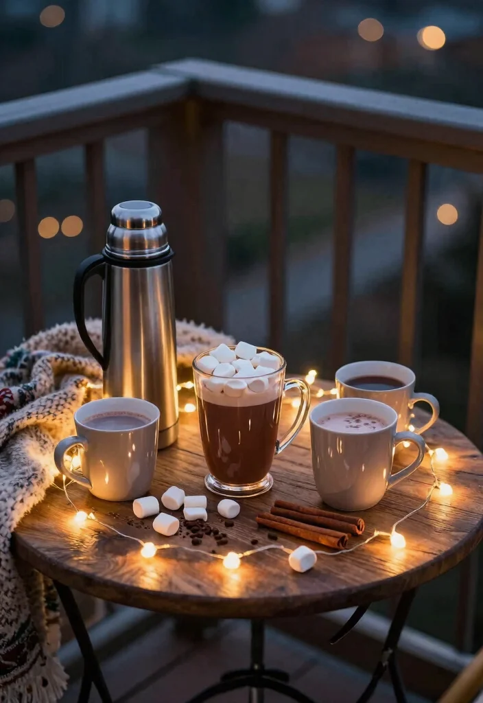 12 Christmas Apartment Balcony Ideas with Warm Holiday Vibes 51 12 Christmas Apartment Balcony Ideas with Warm Holiday Vibes 11. Hot Drink Station 0