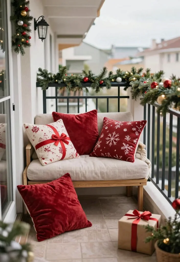 12 Christmas Apartment Balcony Ideas with Warm Holiday Vibes 12 12 Christmas Apartment Balcony Ideas with Warm Holiday Vibes 2. Cozy Textiles 0
