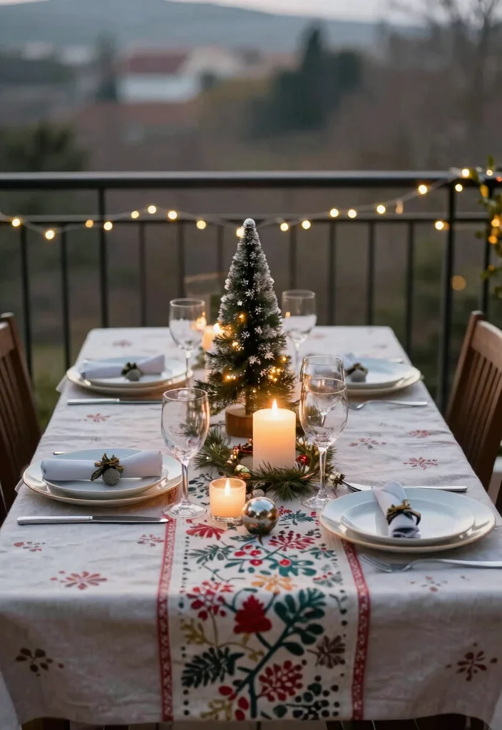 12 Christmas Apartment Balcony Ideas with Warm Holiday Vibes 35 12 Christmas Apartment Balcony Ideas with Warm Holiday Vibes 5. Holiday Table Setup 0