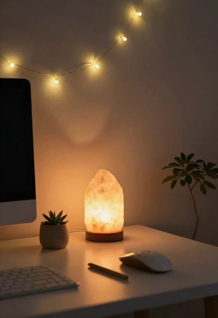 12 College Dorm Desk Ideas That Feel Personal and Cozy 12. Mood Lighting for Ambiance 0