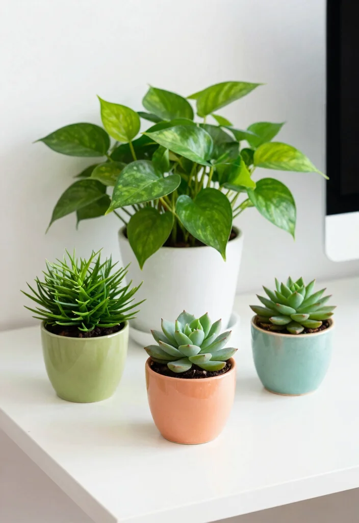 12 College Dorm Desk Ideas That Feel Personal and Cozy 3. Desk Plants for a Touch of Green 0