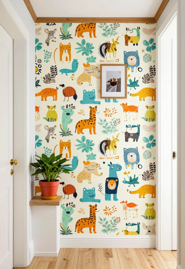 12 Colourful Hallway Ideas That Feel Playful Not Loud 1. Whimsical Wallpaper 0