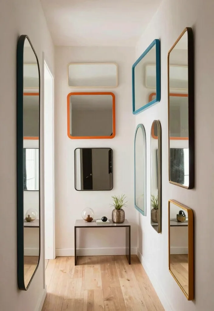 12 Colourful Hallway Ideas That Feel Playful Not Loud 8. Playful Mirror Arrangements 0