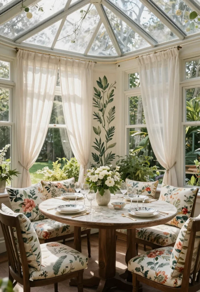 12 Conservatory Dining Room Ideas Filled with Natural Light 28 12 Conservatory Dining Room Ideas Filled with Natural Light 8. Nature Inspired Patterns 0