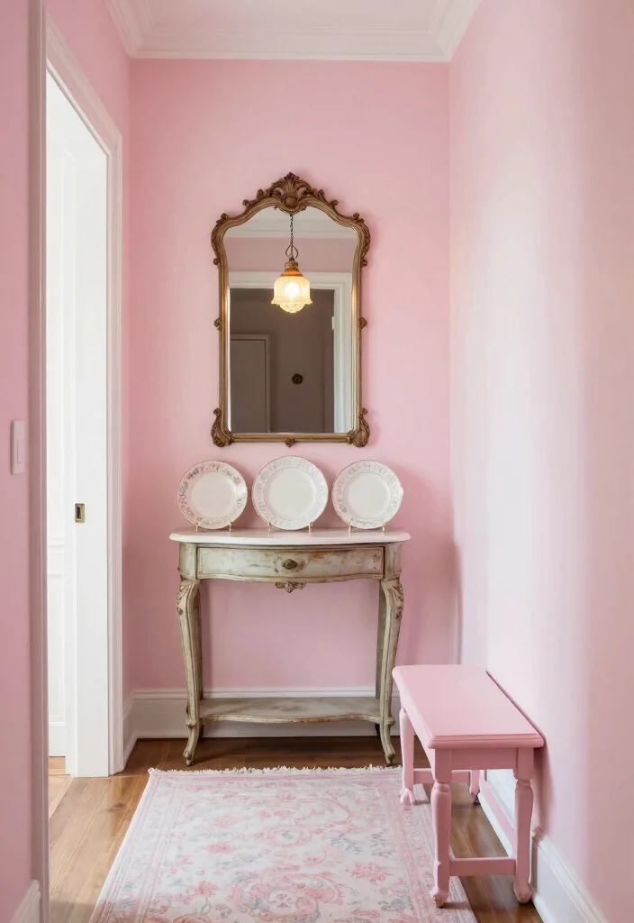 12 Cottage Hallway Ideas with Cozy Vintage Charm 1. Embrace Pastel Colors 0