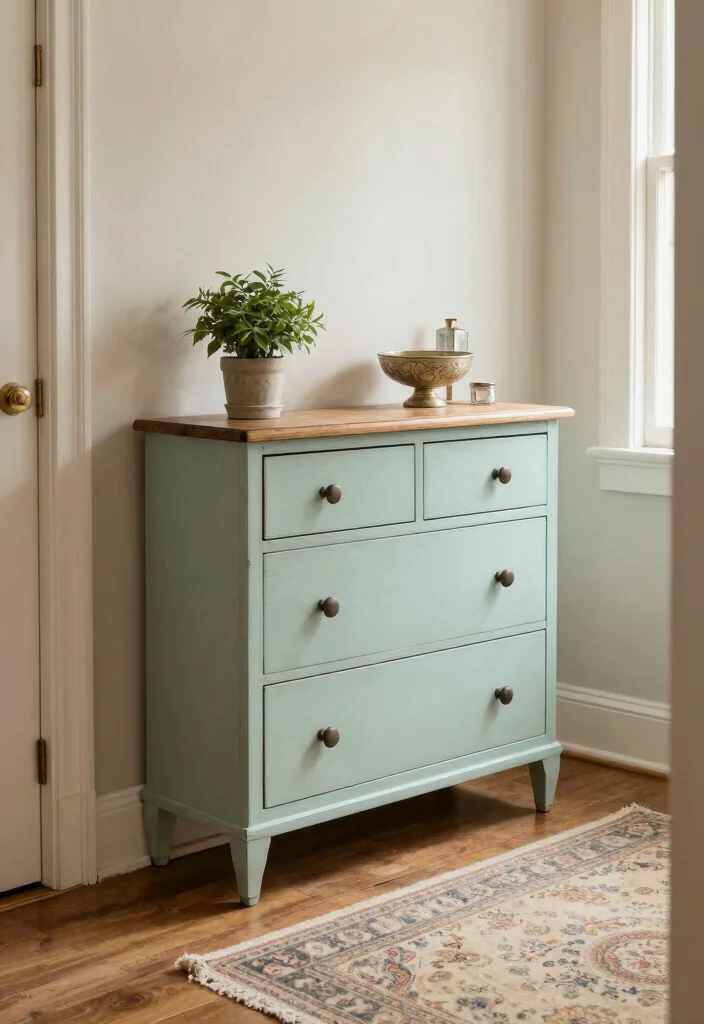 12 Cottage Hallway Ideas with Cozy Vintage Charm 10. Upcycled Furniture Pieces 0