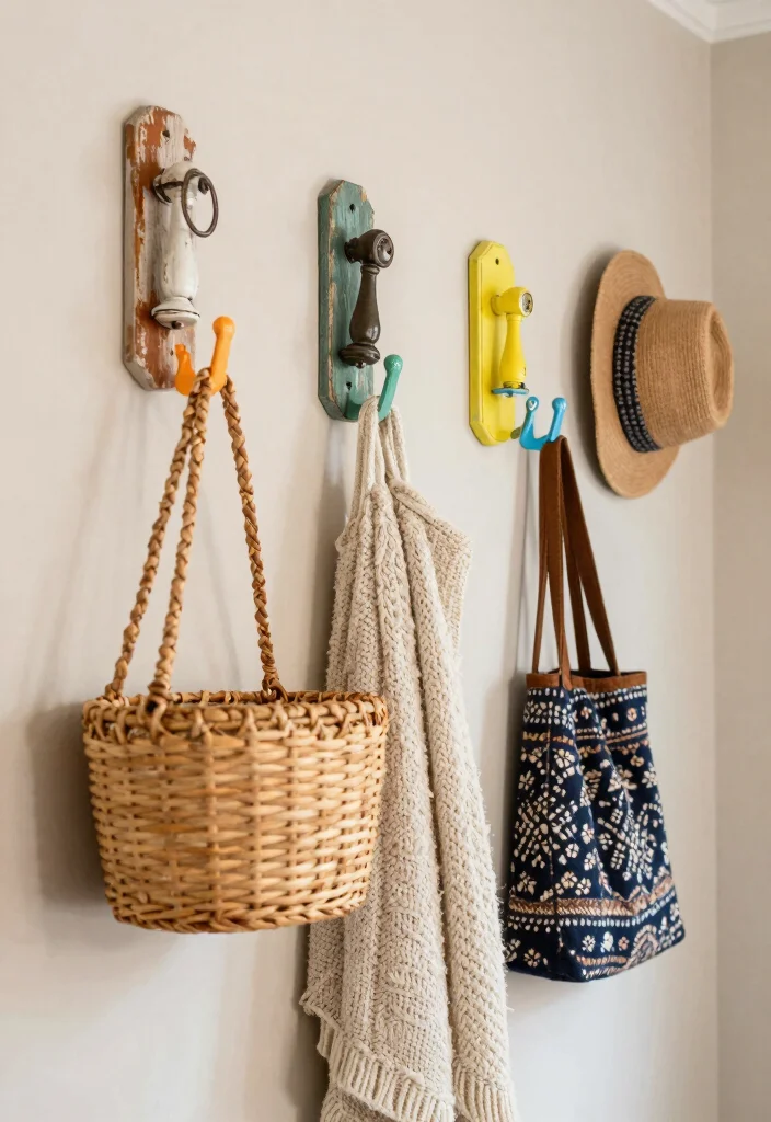 12 Cottage Hallway Ideas with Cozy Vintage Charm 4. Charming Wall Hooks 0