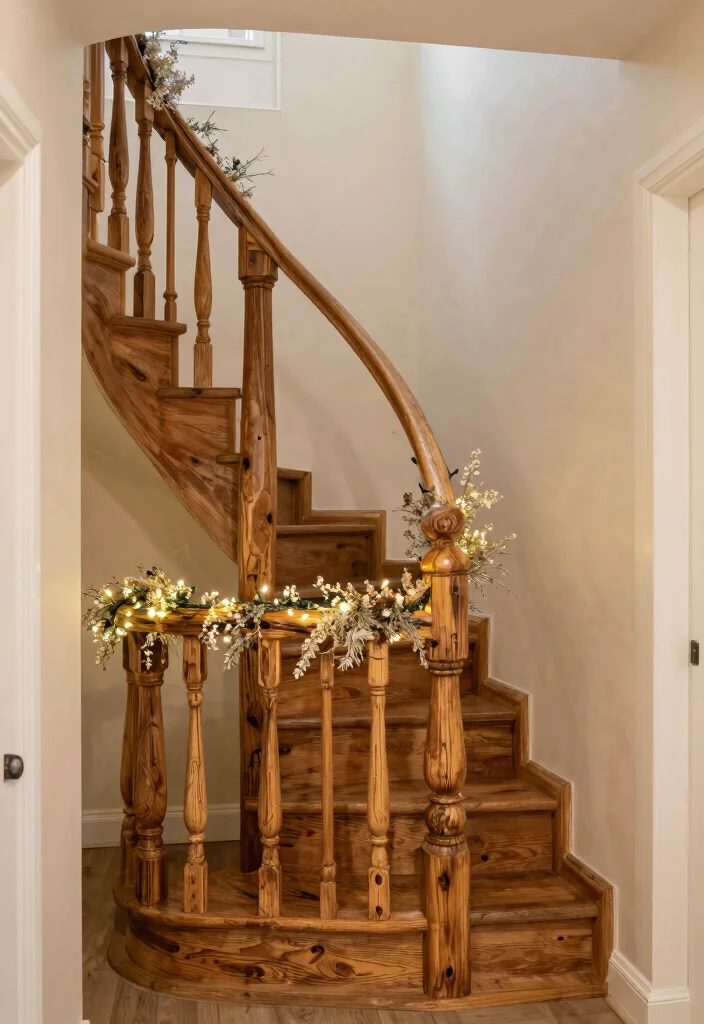 12 Cottage Hallway Ideas with Cozy Vintage Charm 6. Whimsical Staircase Railing 0