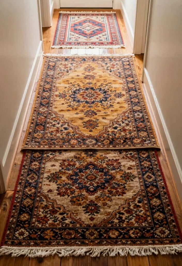 12 Cottage Hallway Ideas with Cozy Vintage Charm 7. Cozy Vintage Rugs 0