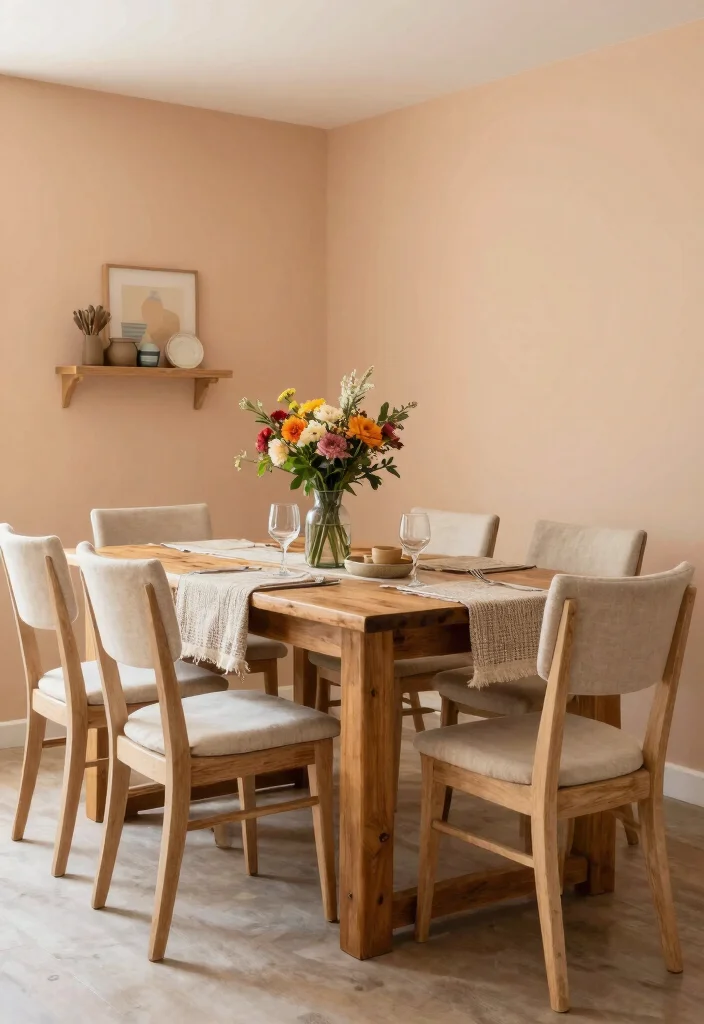 12 Dining Room Color Ideas for Warm Balanced Interiors 51 12 Dining Room Color Ideas for Warm Balanced Interiors 11. Peachy Beige 0