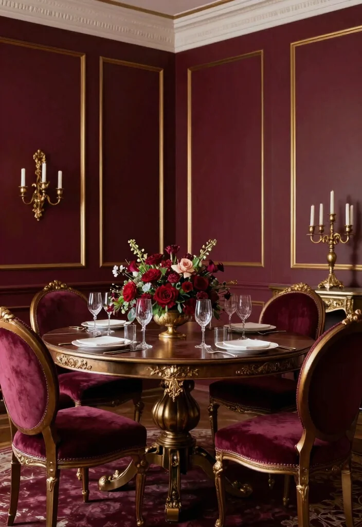 12 Dining Room Color Ideas for Warm Balanced Interiors 13 12 Dining Room Color Ideas for Warm Balanced Interiors 3. Rich Burgundy 0