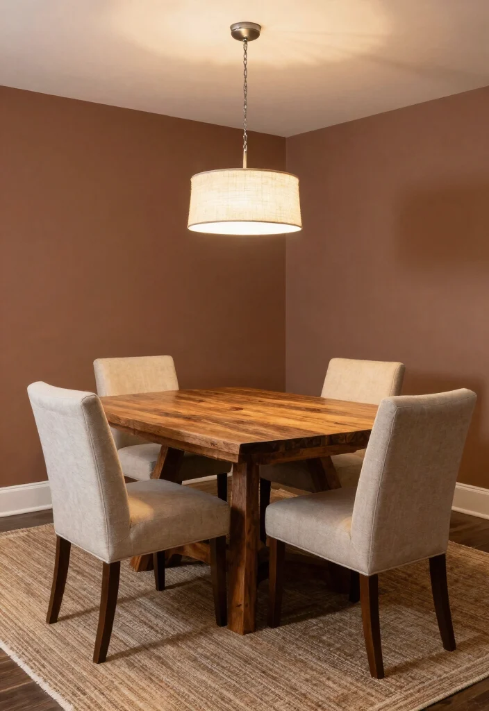 12 Dining Room Color Ideas for Warm Balanced Interiors 14 12 Dining Room Color Ideas for Warm Balanced Interiors 4. Warm Cocoa Brown 0
