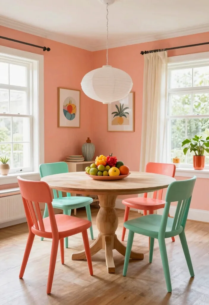 12 Dining Room Color Ideas for Warm Balanced Interiors 15 12 Dining Room Color Ideas for Warm Balanced Interiors 5. Creamy Coral 0