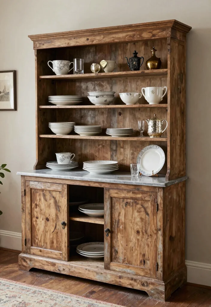 12 Dining Room Shelving Ideas for Storage and Display 11. Antique Sideboards with Open Shelving 0