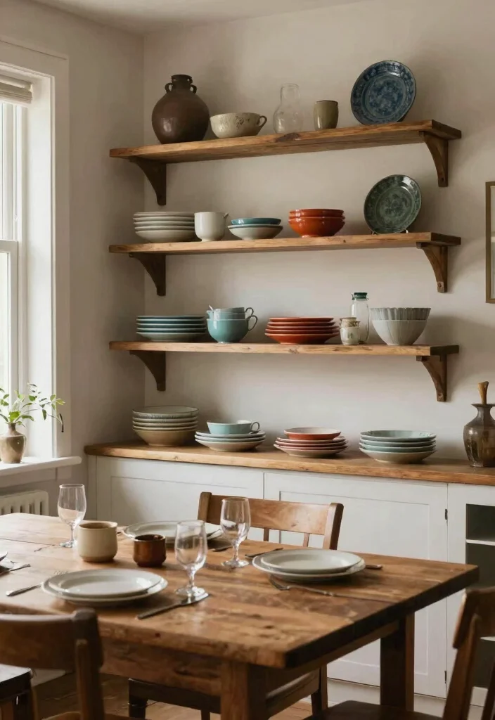 12 Dining Room Shelving Ideas for Storage and Display 2. Open Shelving Above the Dining Table 0
