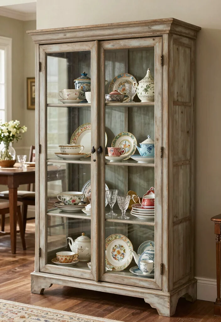 12 Dining Room Shelving Ideas for Storage and Display 6. Farmhouse style Glass Front Cabinets 0
