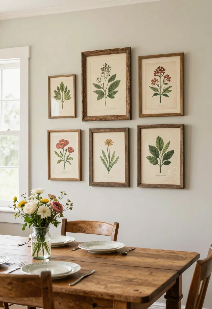 12 Dining Room Wall Art Ideas for Visual Interest 1. Vintage Botanical Prints 0