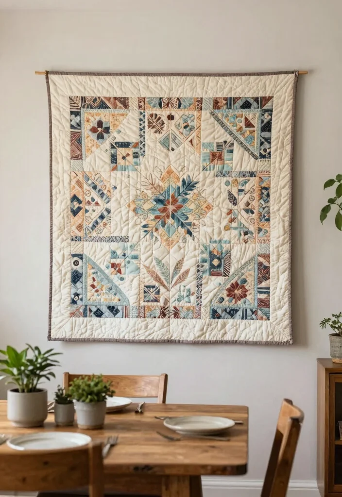 12 Dining Room Wall Art Ideas for Visual Interest 11. Quilted Wall Hangings 0