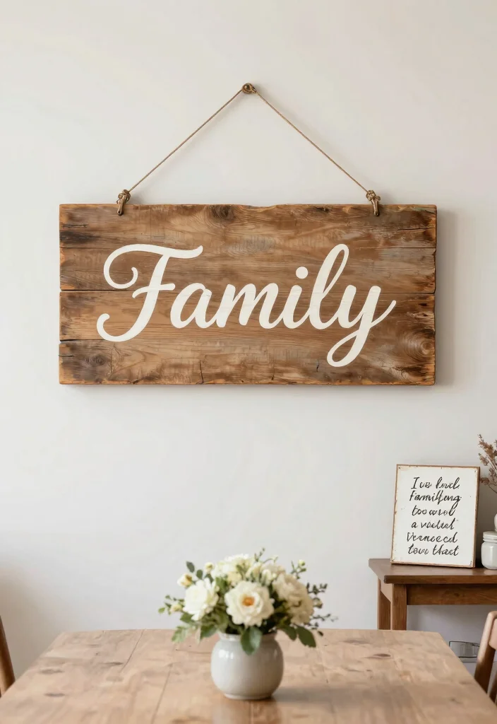 12 Dining Room Wall Art Ideas for Visual Interest 2. Rustic Wooden Signs 0