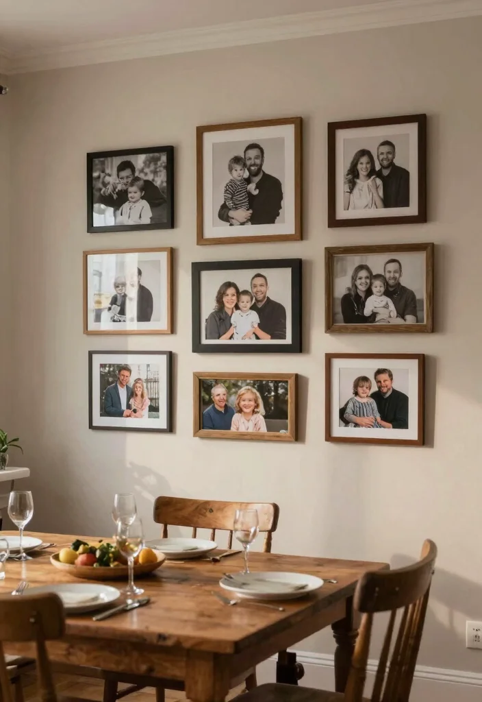 12 Dining Room Wall Art Ideas for Visual Interest 3. Gallery Wall of Family Photos 0