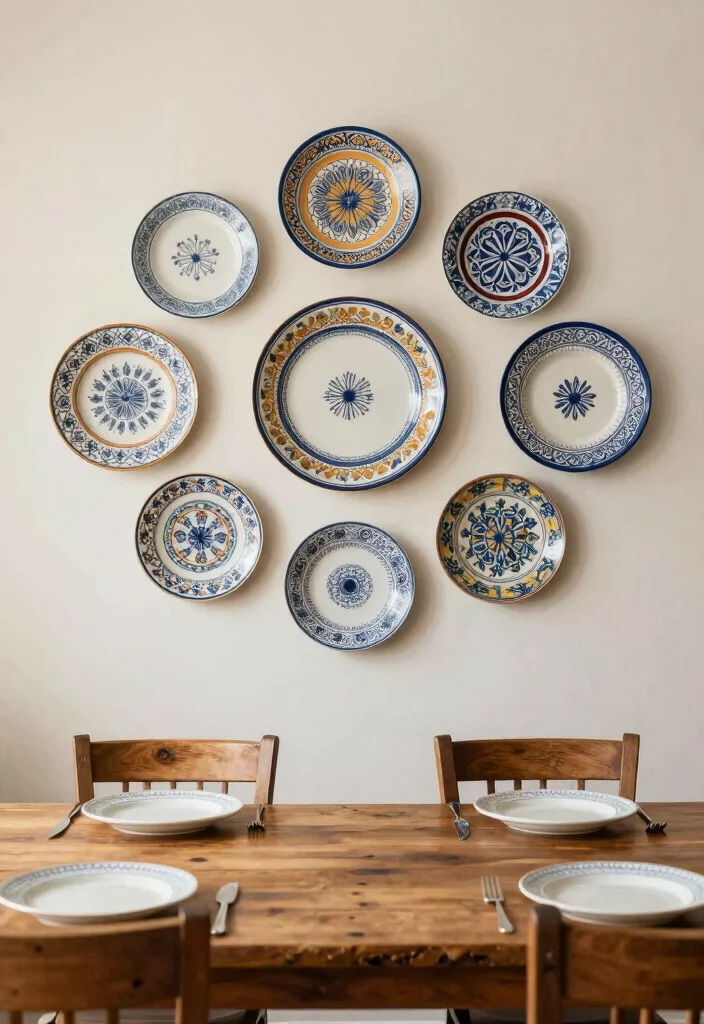 12 Dining Room Wall Art Ideas for Visual Interest 7. Artistic Plates Display 0