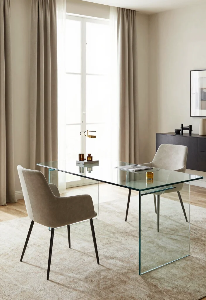 12 Double Desk Ideas for Shared Workspaces at Home 41 12 Double Desk Ideas for Shared Workspaces at Home 11. Elegant Workspace with Glass Desks 0