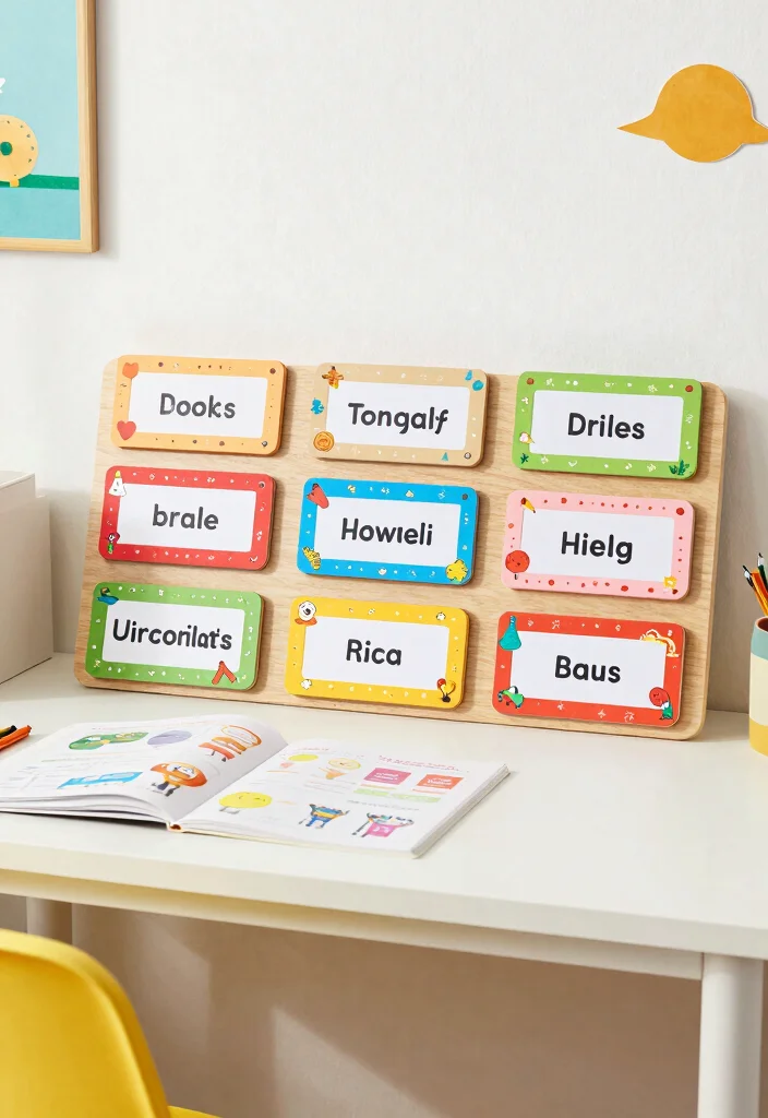 12 Eco Friendly Homeschool Desk Ideas for Organized Learning Stations 10. Personalized Name Plates and Labels 0