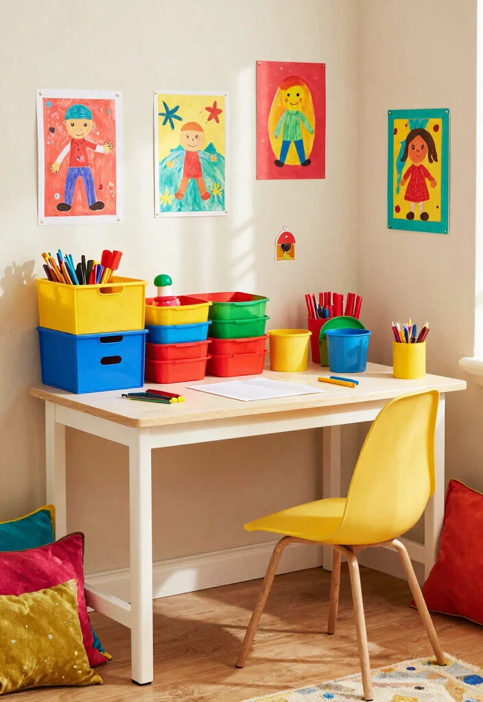 12 Eco Friendly Homeschool Desk Ideas for Organized Learning Stations 7. Bright and Cheerful Colors 0